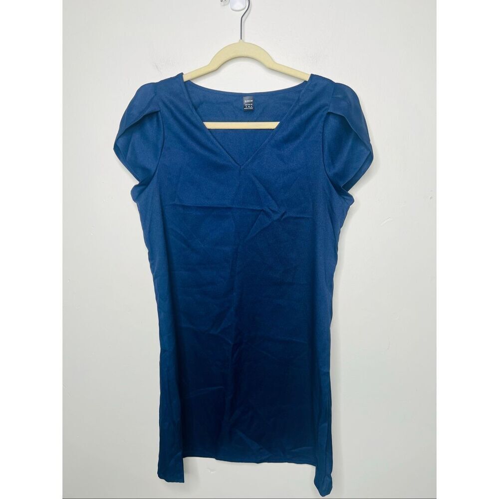 Shein Navy Blue Petal Sleeve Dress Sz M/6